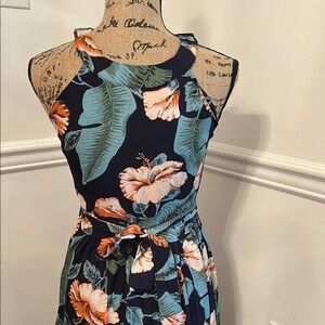 Floral Maxi Dress Halter Dress with Tie Waist